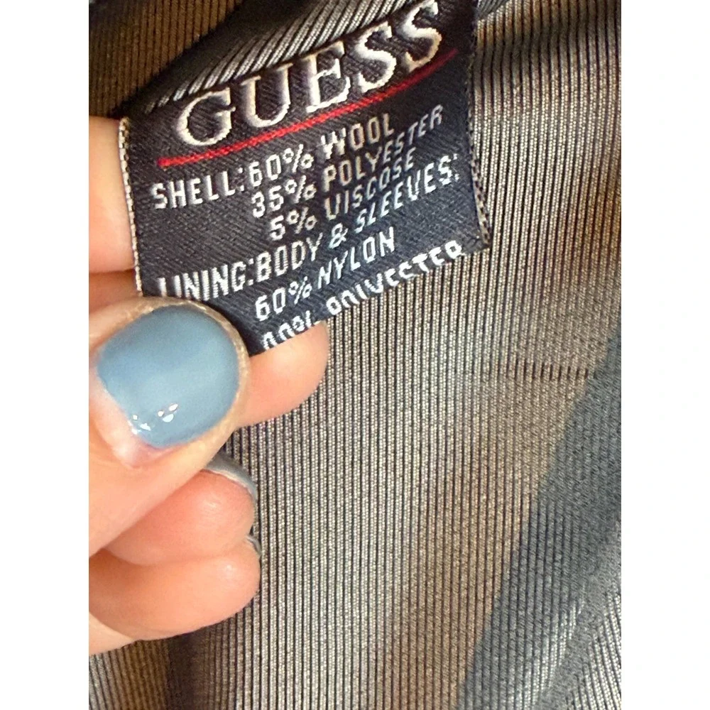 Guess‎ Mens Gray Wool Blend Pea Coat Double Breasted Heavyweight Winter Jacket L